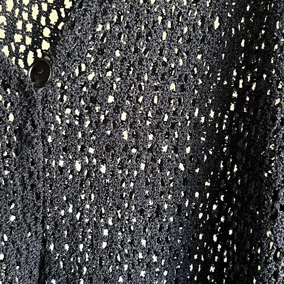Navy Crochet Short Sleeve 1 Button Cardigan - Picture 10 of 12